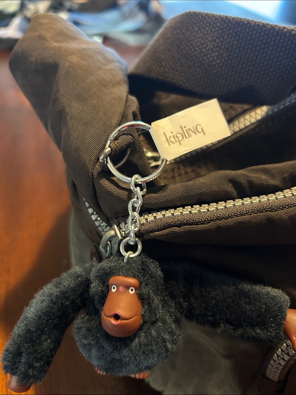 Kipling Chocolate Brown Crossbody Bag with signature Monkey Keychain - Picture 4 of 11